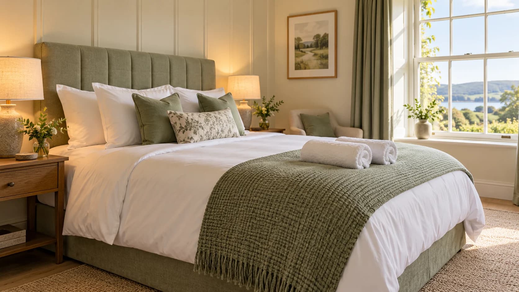 Neatly presented bedroom in a residential short-stay home